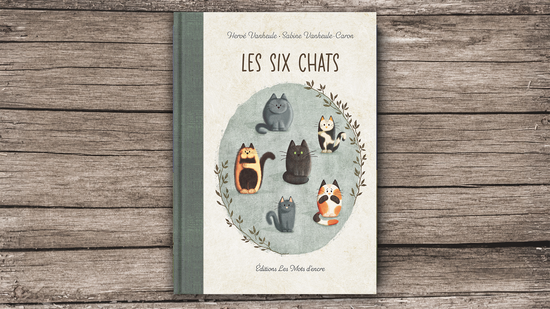 Couverture illustrée – Les six chats Couverture illustrée du livre jeunesse “Les six chats” représentant six chats dans un univers doux et poétique